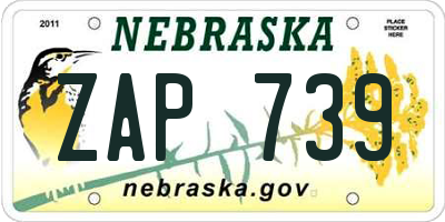 NE license plate ZAP739