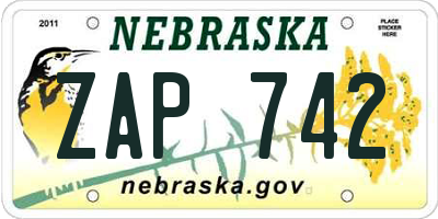 NE license plate ZAP742
