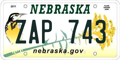 NE license plate ZAP743