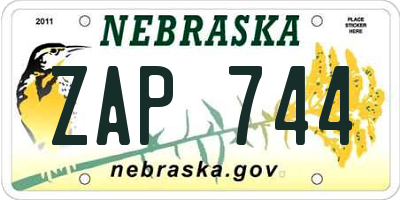 NE license plate ZAP744