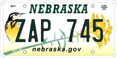 NE license plate ZAP745