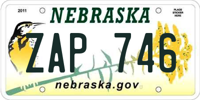 NE license plate ZAP746