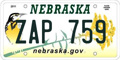 NE license plate ZAP759