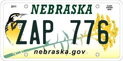 NE license plate ZAP776