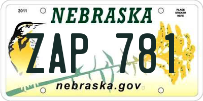 NE license plate ZAP781