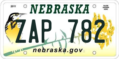 NE license plate ZAP782