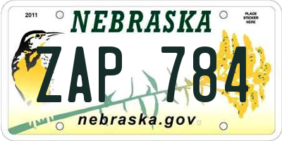 NE license plate ZAP784