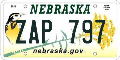 NE license plate ZAP797