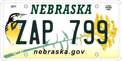 NE license plate ZAP799