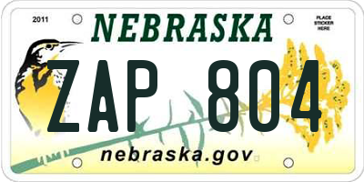 NE license plate ZAP804