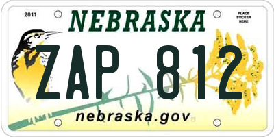 NE license plate ZAP812