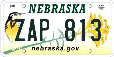 NE license plate ZAP813
