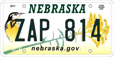 NE license plate ZAP814
