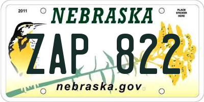 NE license plate ZAP822
