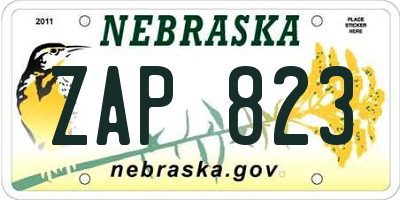 NE license plate ZAP823