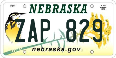 NE license plate ZAP829