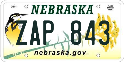 NE license plate ZAP843