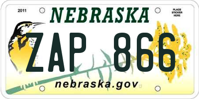 NE license plate ZAP866