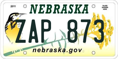 NE license plate ZAP873