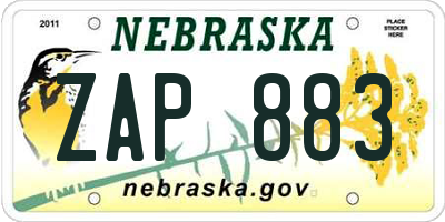 NE license plate ZAP883
