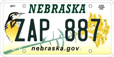 NE license plate ZAP887