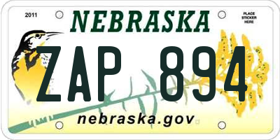 NE license plate ZAP894
