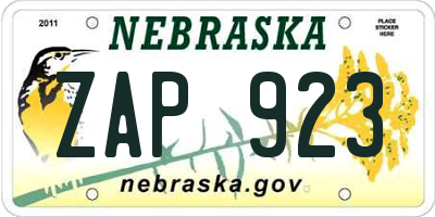 NE license plate ZAP923