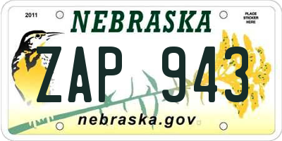 NE license plate ZAP943