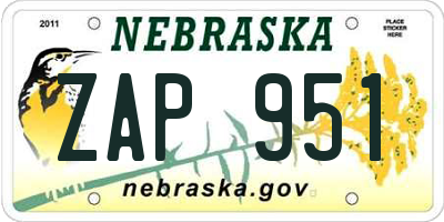 NE license plate ZAP951