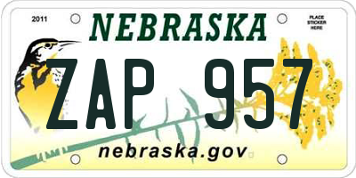 NE license plate ZAP957