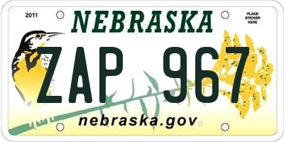 NE license plate ZAP967