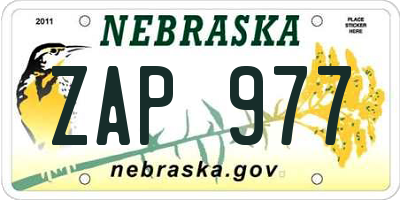 NE license plate ZAP977