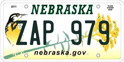 NE license plate ZAP979
