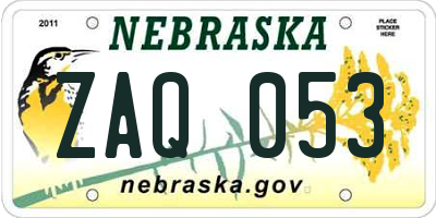 NE license plate ZAQ053
