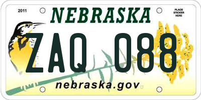 NE license plate ZAQ088