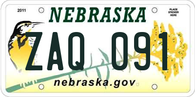 NE license plate ZAQ091