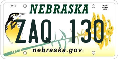 NE license plate ZAQ130