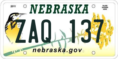 NE license plate ZAQ137