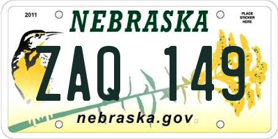 NE license plate ZAQ149