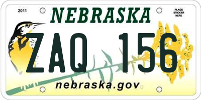 NE license plate ZAQ156