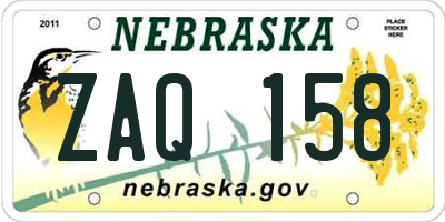 NE license plate ZAQ158