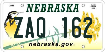 NE license plate ZAQ162