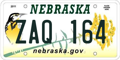 NE license plate ZAQ164