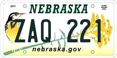 NE license plate ZAQ221