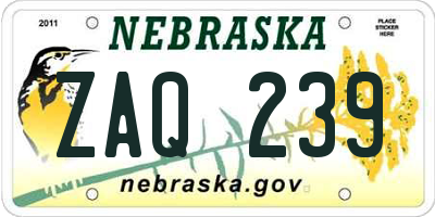 NE license plate ZAQ239