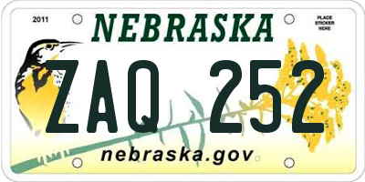 NE license plate ZAQ252