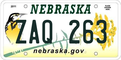 NE license plate ZAQ263