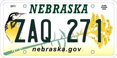 NE license plate ZAQ271