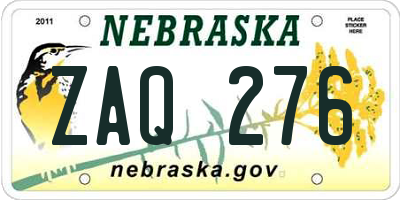 NE license plate ZAQ276