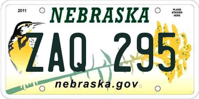 NE license plate ZAQ295